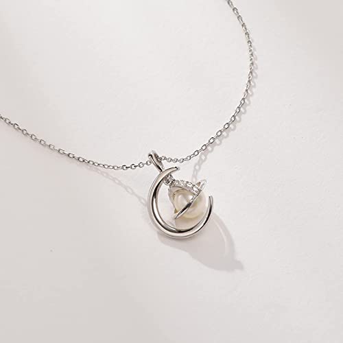 Collier pendentif perle d'eau douce S925 chaîne fine argent bijoux tendance - 4