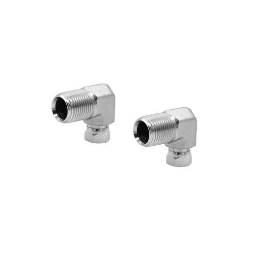 Image of (2-PACK) 1501-08-04 Hydraulic Hose Adapter Fitting 1 /2 inch Male (1 /2 inch-14NPTF) x 1 /4 inch Female Swivel (1 /4 inch-18NPSM) 90 Elbow SAE Pipe Joints Tube Connector Carbon Steel