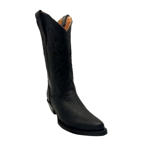 Women’s Genuine Leather Pointed Toe Mid Calf Western Boots