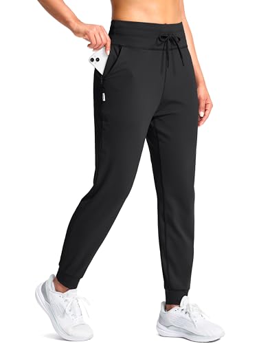 SANTINY Women's Sweatpants Joggers with Pockets Soft Stretch High Waisted Sweat Pants Lounge Running Athletic Workout Jogging (Black_L)