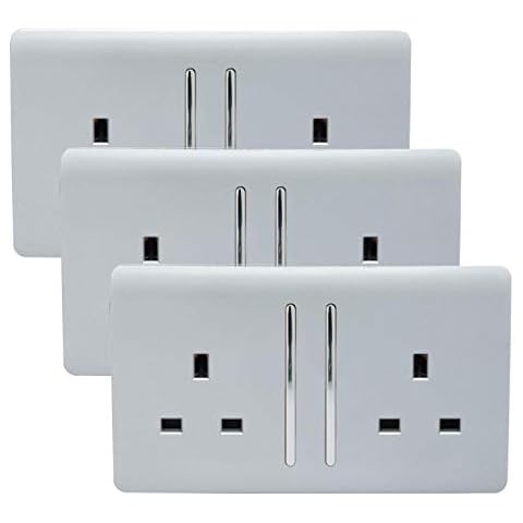 Trendi 2 Gang Glossy Silver Plug Socket Cover