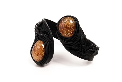 Leather Bracelet with two Baltic Amber stones, UNIVERSAL, Leather and Amber, Amber