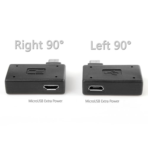 chenyang 2 Pack Micro USB OTG Power Adapter 2 in 1 Micro USB Male to USB 2.0 Female 90 Degree Angled Connector Adapter - Image 2