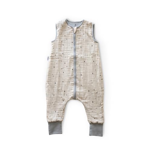 Ehrenkind Baby Sommerschlafsack mit Füßen Musselin | aus weicher OEKO-TEX zertifizierter Bio-Baumwolle | Sommer Baby Schlafsack 1 TOG Gr. 80 Farbe Natur-Graue Tropfen
