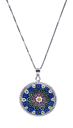 Collier femme pendentif Murrina verre Murano original Venise argent 925