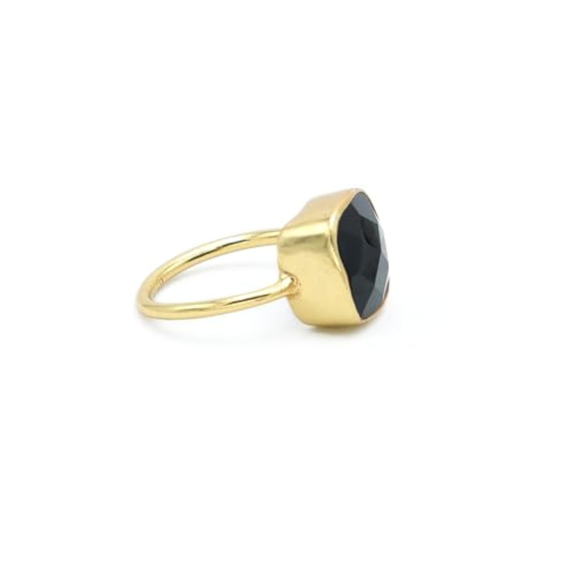 Women's Black Onyx Cushion Gold-Plated Protective Ring