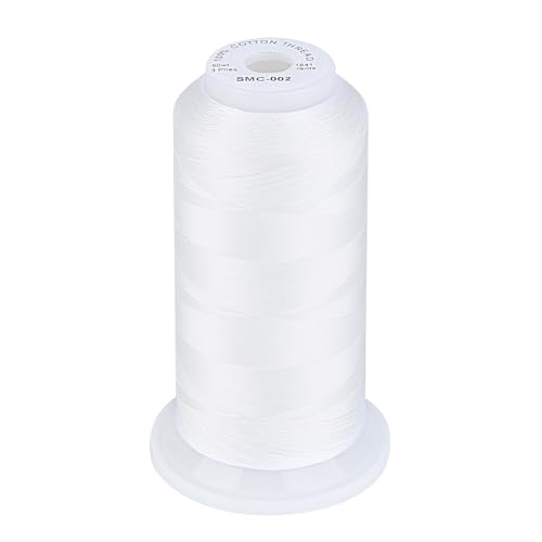 Simthread 100% Cotton Thread 1641 Yards White for Sewing Quilting