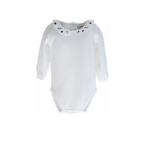 Baby Girl s Baby Girls  Bodysuit Onesies - Hand Embroidered Collar White