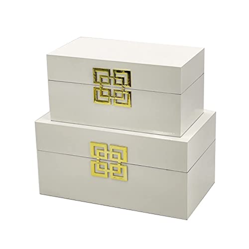 Galt International Large & Small Decorative Storage Box W/Hinged Lid - Classic Design Wood Decor Boxes With Geometric Opening Clasp cover