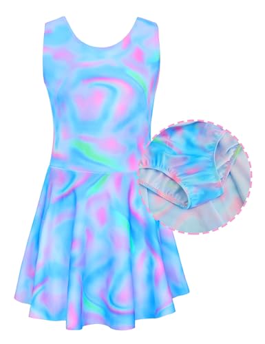 Image of Girls Swimsuits Kids One Piece Sleeveless Swimwear Skirted Bathing Suit Summer Swim Dress with UPF 50+ Sun Protection