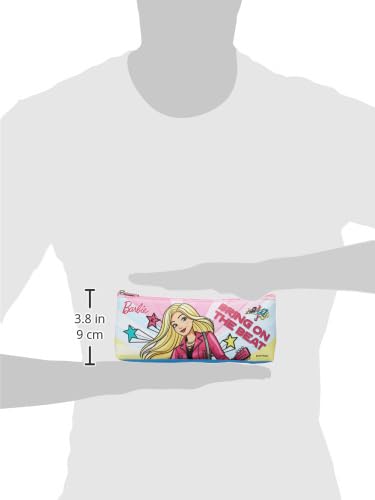 Image of Barbie Triangle Pencil Pouch for Kids - Stylish School Stationery Bag, Pink & Durable