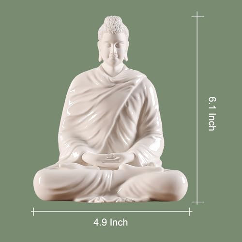 Estatua Buda de Cerámica Blanca 6 Pulgadas Decoración Hogar miniatura 6