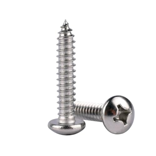 50 Piezas Tornillos para Madera #14 x 1-1/2 pulgadas con Cabeza Pan Phillips de Acero Inoxidable 304 18-8 Autorroscantes miniatura 2