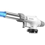 Fumanri【最新強化版】ガスバーナー トーチバーナー パワートーチ 電子点火 炙りバーナー 逆さ使用可能 耐熱 強力耐風 ガスバーナー 炎と温度調整可能 火力調節 小型 火炎放射器 (燃料別売り) 溶接 アウトドア用品 BBQ 料理 お菓子作り キャンプ バーベキュー炙り調理 料理用・調理・DIY向け 炭火起こし 900℃～1300℃【ホワイト】