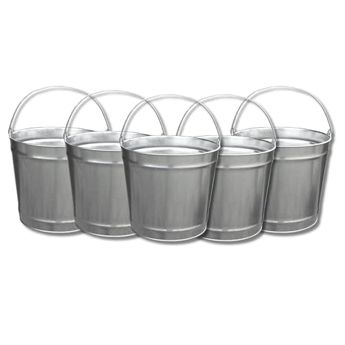 Sturdy Essentials 5 Quart Industrial Galvanized Metal Pail with Single Seam Construction 5 Pack