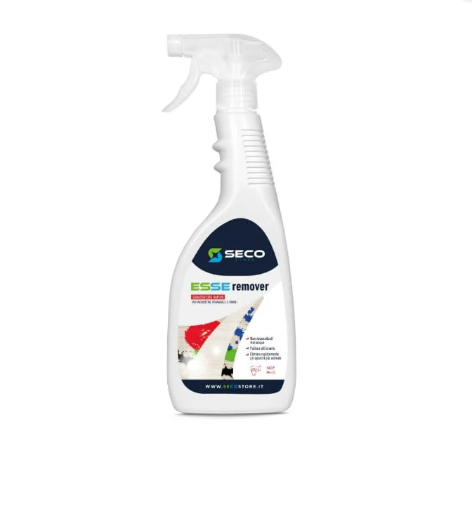 SECOSTORE - ESSE REMOVER - Pulitore sgrassatore rapido pronto uso per inchiostro, pennarelli e timbri - 6 flaconi da 750 ml