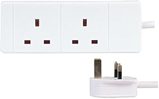 proelec 2 gang 5m white extension lead - slim