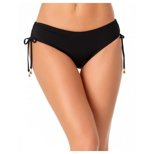 Anne Cole Women's Alex Solid Side Tie Adjustable Bikini Swim Bottom, Black, Large