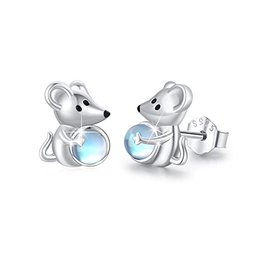 Boucles d'oreilles pierre de lune souris, un talisman de douceur