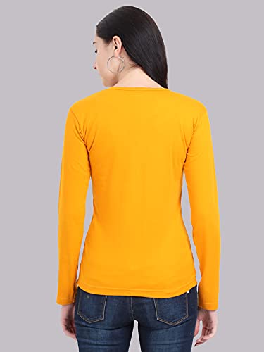 Image of FLEXIMAA Women's Cotton Plain V Neck Full Sleeve T-Shirt