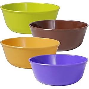 Wonder Plastic Sigma 500 Microwave Bowl Set, 4 pc Mixing Bowl 450 ml, Yellow Brown Violet Green Color, Made in India…