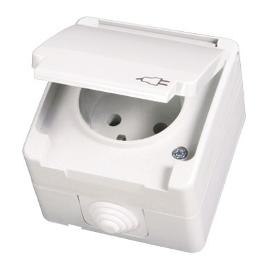 GUNSAN IP54 Steckdose Feuchtraum Aufputz Weiß 16A Schuko