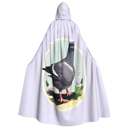 Cape imprimée pigeon gris avec capuche motif réaliste de haute qualité pour adulte
