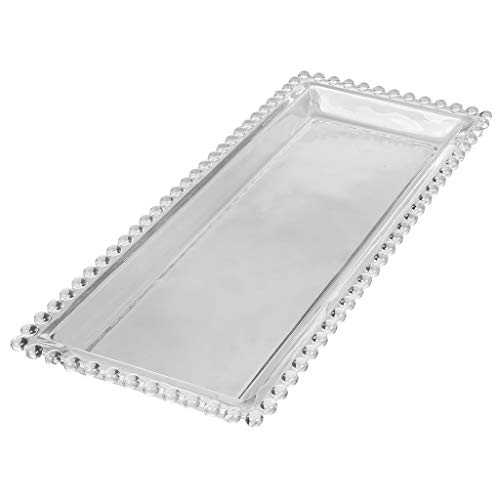 Serving Platter Glass Beaded Edge Dining Table Tray Serving Dish Alfresco Dining Serving Plate (Extra Large) - Cosy Home Interiors Serving Platter Glass Beaded Edge Dining Table Tray Serving Dish Alfresco Dining Serving Plate (Extra Large)