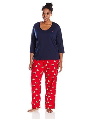 Nautica Sleepwear Women's Plus-Size Flannel Boat Tree St