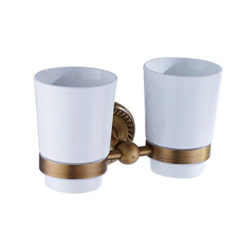 Ubersweet double cup, de luxo Europeu conjunto anel de de bronze antigo acess?rios do banheiro de cobre suporte de papel sab?o gancho da veste