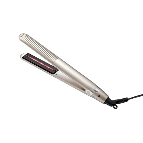 YA-Man Spa Styler Straight + Wave Flat Iron Hair Straightener and Curler 2 in 1 - Advanced Japanese Technology, Dual Voltage, Titanium Tourmaline Plates with Red Light Therapy, 5 Heat Settings (Gold)