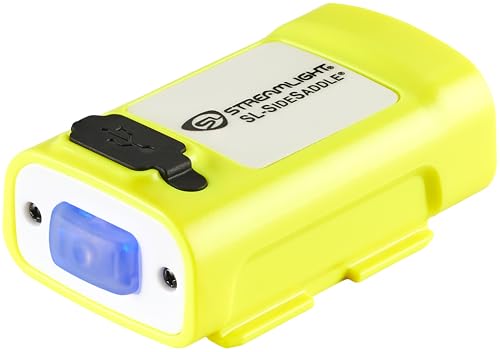 Image of Streamlight 61631 SL-Sidesaddle 400-Lumen USB Rechargeable Hands-Free Universal Hard Hat, Helmet, and Headgear LED Light with Mount Kit, Rechargeable Battery, USB-C Cable, Yellow