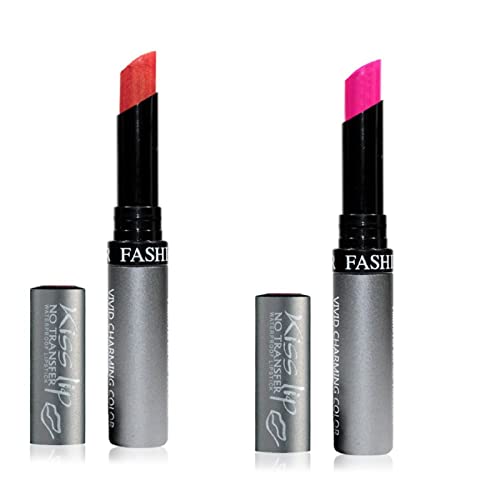 Image of Fashion Colour Kiss Lip No Transfer Lipstick, Waterproof, Smudgeproof, Long Lasting Combo (Khaki Light & Voilet Light)
