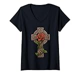 Photo Gallery donna croce celtica con rosa - irish celtic st patricks day maglietta con collo a v Photo Gallery donna croce celtica con rosa - irish celtic st patricks day maglietta con collo a v