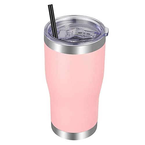 Image of VEGOND 20oz Tumbler Stainless Steel Tumbler Cup with Lid And Straw Vacuum Insulated Double Wall Travel Coffee Mug(Pink 1 Pack)