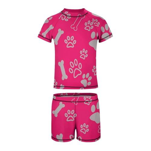 Dog Paws Pattern and BoneChildren's Swimsuits Boys Two Piece Suit8-10Y（130cm）2