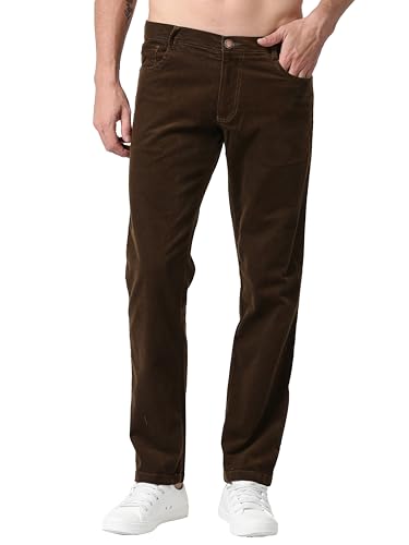 Image of NEVER NEUD Men's Corduroy Trousers | Stylish Straight Fit 4 Pocketed Corduroy Pants for Men | 98% Cotton 2% Elastane | Mid Rise | Comfortable Casual Regular Fit Pants | Button Closure