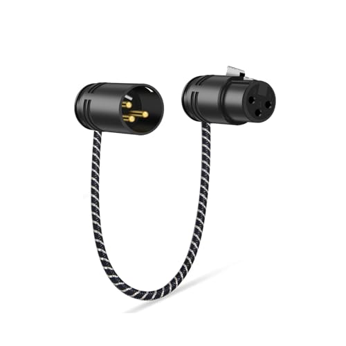 NCGGGY マイクケーブル 360度回転式直角XLRケーブル 角度調整可能なメスXLR-オスマイクケーブルアダプター マイク録音用 コンデンサマイク、AVアンプ、スピーカー等の録音デバイスに対応 0.3M