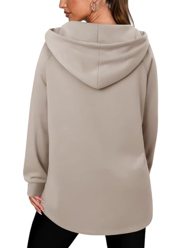 onlypuff Women Hoodie Pullover Trendy Quarter Zipper Lapel Sweatshirts Drawstring Cute Hooded Tunic Tops with Side Pockets