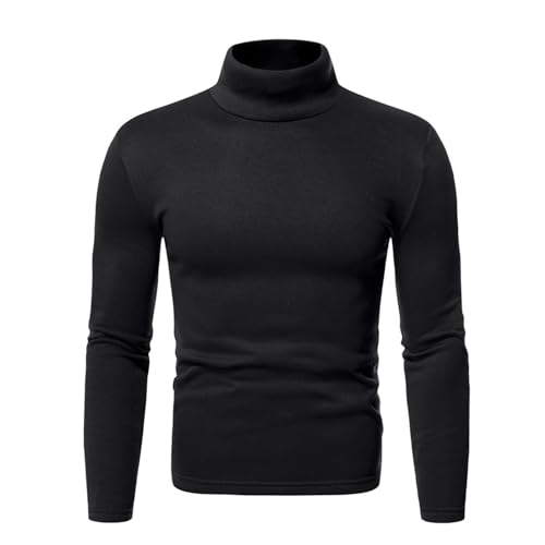 Camiseta de manga larga para hombre, transpirable, cuello alto, térmica, ajustada, ligera, básica, Negro, XXL