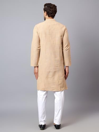 Image of LATEST CHIKAN Men's Cotton Long Kurta Full Sleeves - Casual Ethnic Wear