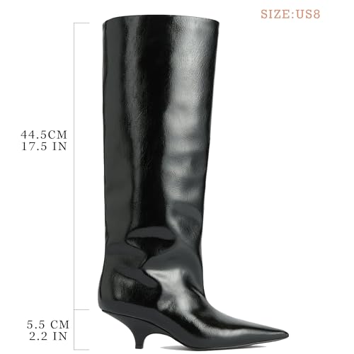 Women's Knee High Boots Wide Calf Boots Pointy Kitten Heel Thigh Boots Womens Fashion Fall Boots for Party Gifts Dress2