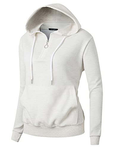 Image of GIVON Womens Casual Zip Up Hoodie Cotton Blend Soft Fabric Basic Layering Hooded Jacket with Kangaroo Pocket