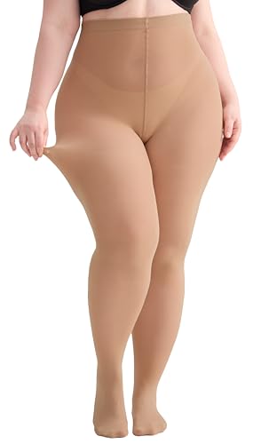 Image of Women's Plus Size Tights High Waist Sheer Semi Opaque Ultra-Soft Pantyhose XL, 2XL, 3XL, 4XL