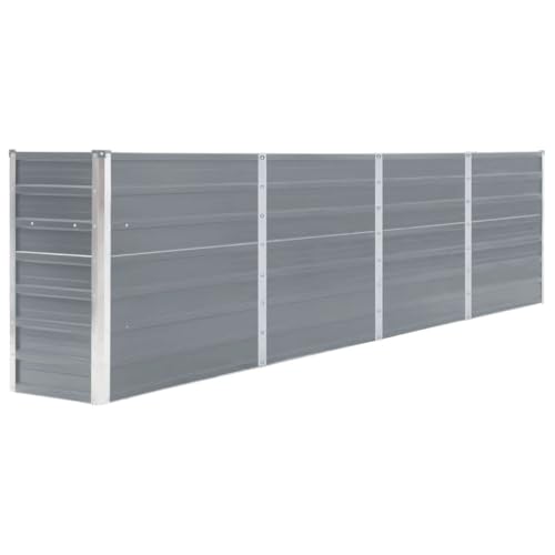 vidaXL Jardinière Pot de Fleurs Bac à Plante Pot de Plante Bac de Fleurs Légumes Herbes Jardin Extérieur 320x40x77 cm Acier Galvanisé Gris