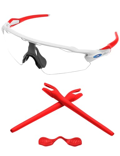 Image of Eye Opening Stuff Replacement White Temples Arms For Oakley Radar EV OO9275 Sunglasses - Red