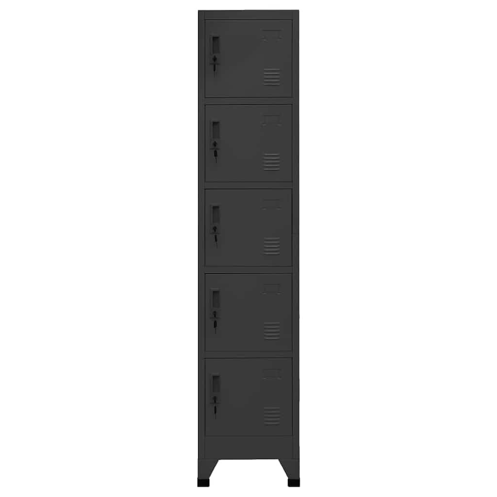 Taquilla de metal con 5 puertas, 38 x 40 x 180 cm, color antracita