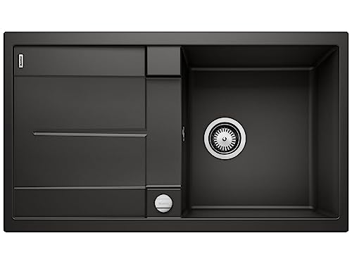 BLANCO METRA 5 S Évier en granit SILGRANIT noir | Type de montage : montage par le haut | réversible | Pour armoires inférieures de 50 cm de large | Grand...