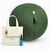 Backerz Sedia Palla Ufficio 65cm - Fitball PVC Anti-Scoppio con pompa, Palla Fitness 110 kg portata Palla Ginnastica con rivestimento in lino per tonificazione, e postura corretta - Verde