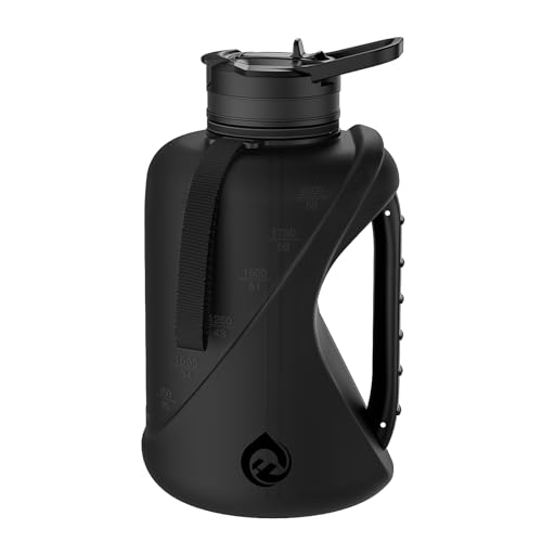 SZCXFLASK Half Gallon Water Bottle with 2-In-1 Straw Lid，Dishwasher Safe，Easy Clean，BPA-Free，Durable Solid No-Slip Handle for Gym，Work and Outdoor Sport